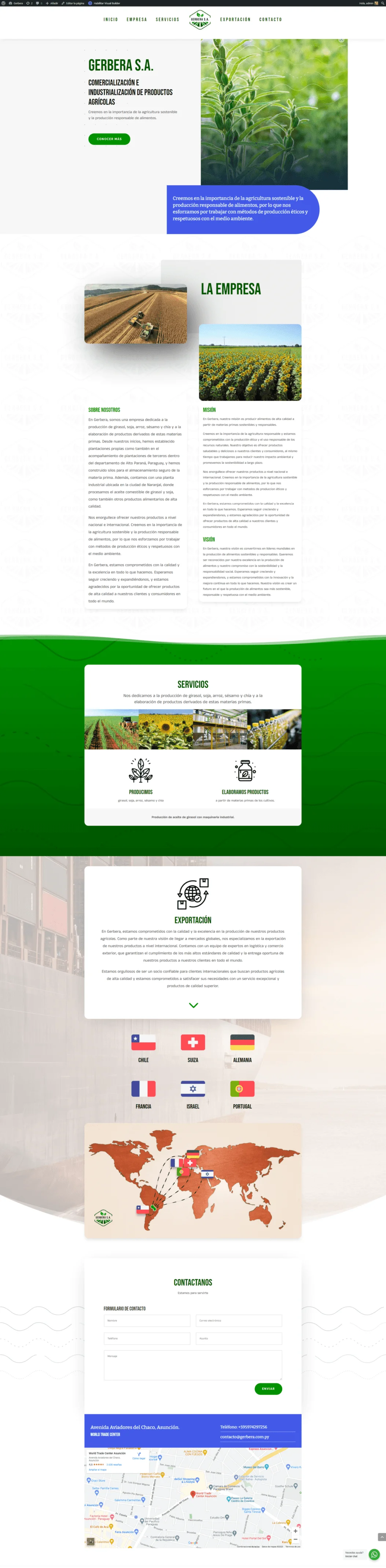 Captura completa del sitio web de GERBERA