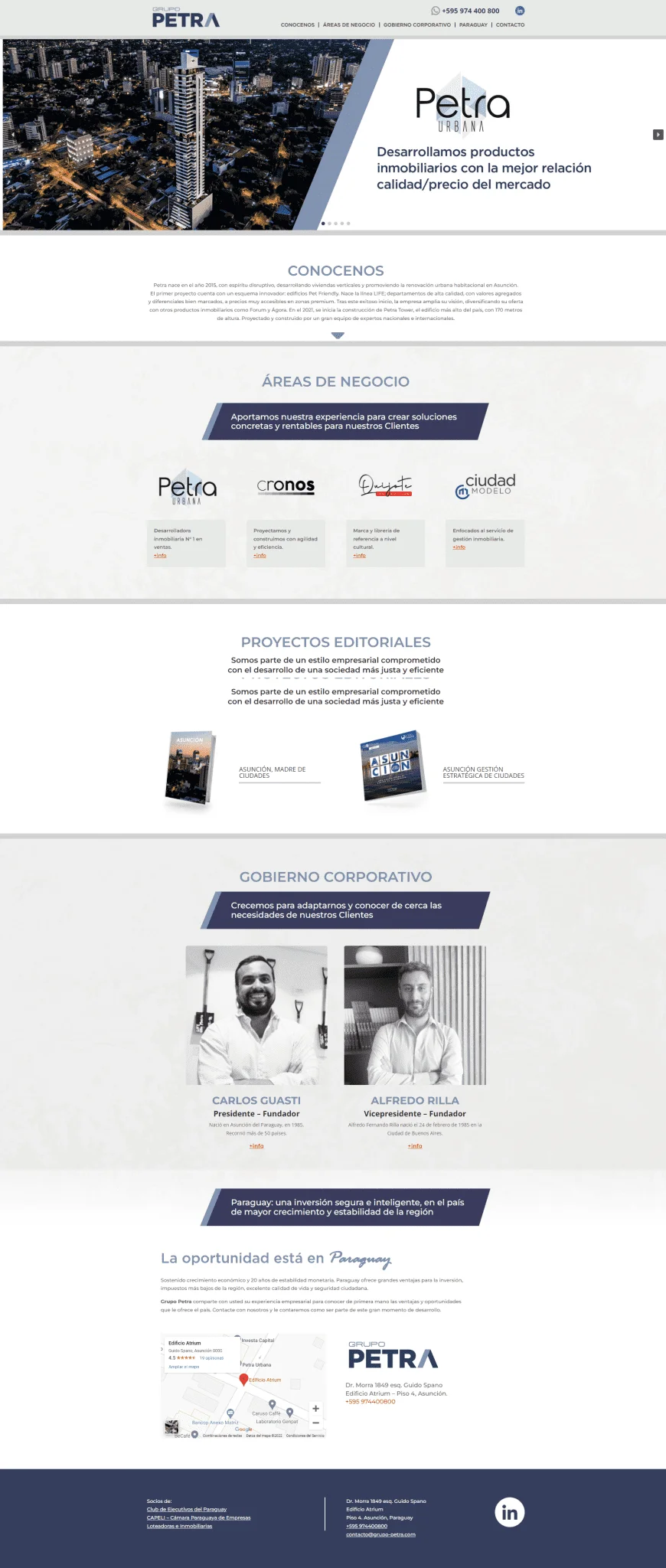 Captura completa del sitio web de Grupo Petra