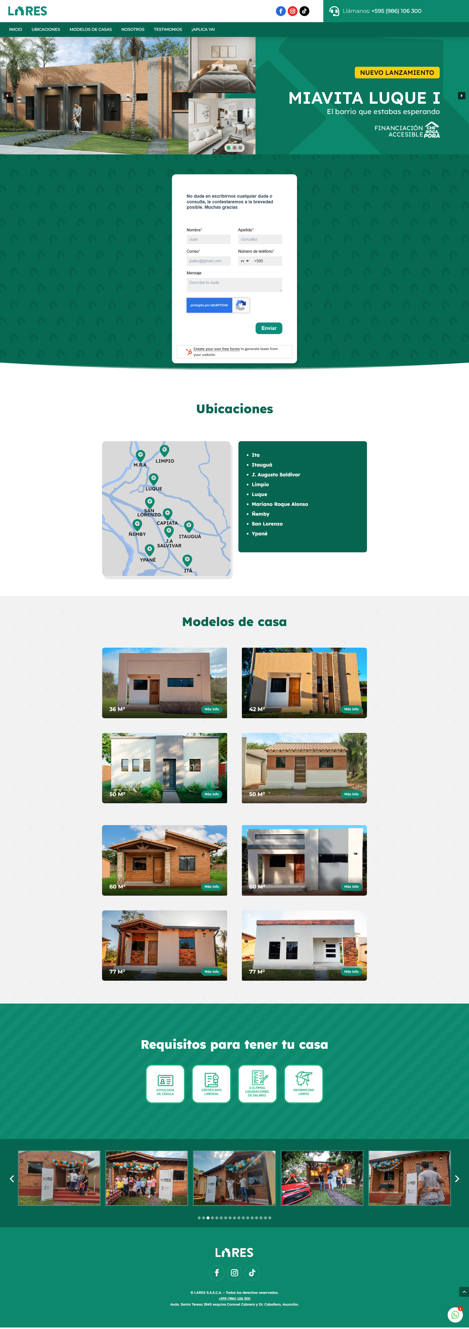 Captura completa del sitio web de Lares