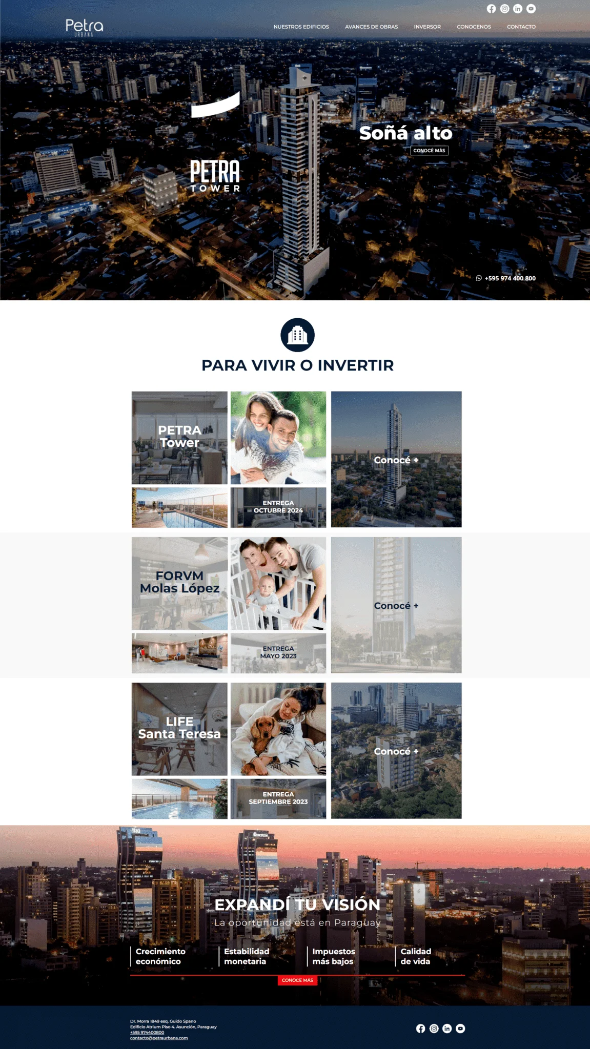 Captura completa del sitio web de Petra Urbana